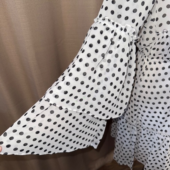 SNDYS | Connie Polka Dot Dress with Tie Neck | L - Picture 8 of 12